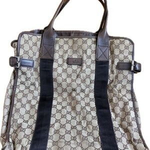 Gucci Beige and Dark Brown Duffel Bag